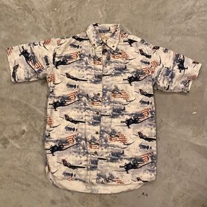 Redhead Brand Co. military plane and American flag shirt